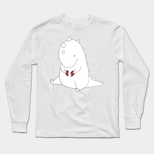 hand drawing «A sad little dinosaur with a broken heart» Long Sleeve T-Shirt